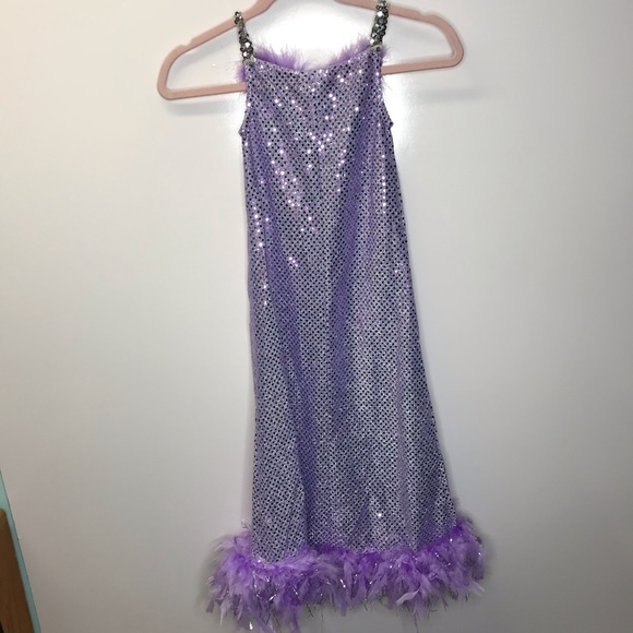 Puppet Workshop Kids Flapper costume purple feathers metallic silver kids small - Picture 10 of 11